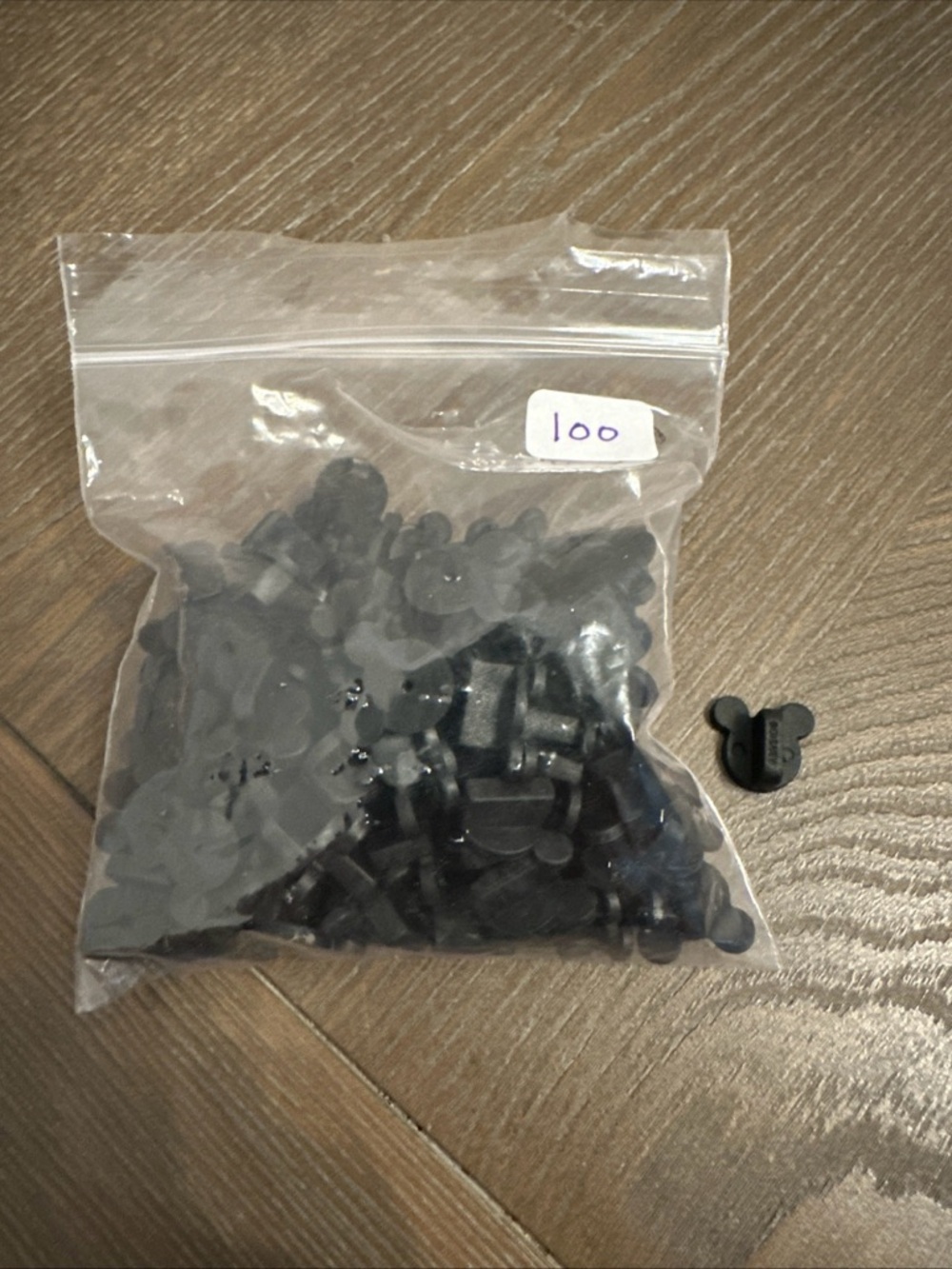 Lot of 100 Disney Mickey‎ Mouse Head Ears Black Rubber Pin Backs